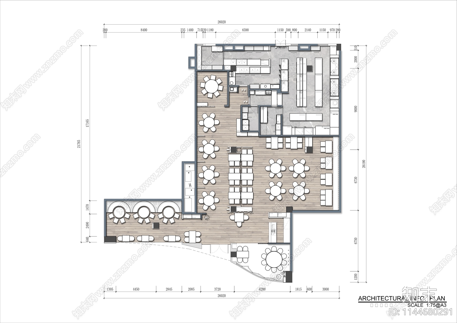 港式茶餐厅平面布置图施工图下载【ID:1144680291】