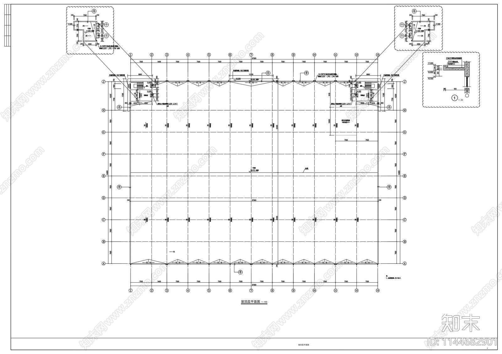 现代物流园一期冷库建筑cad施工图下载【ID:1144682901】