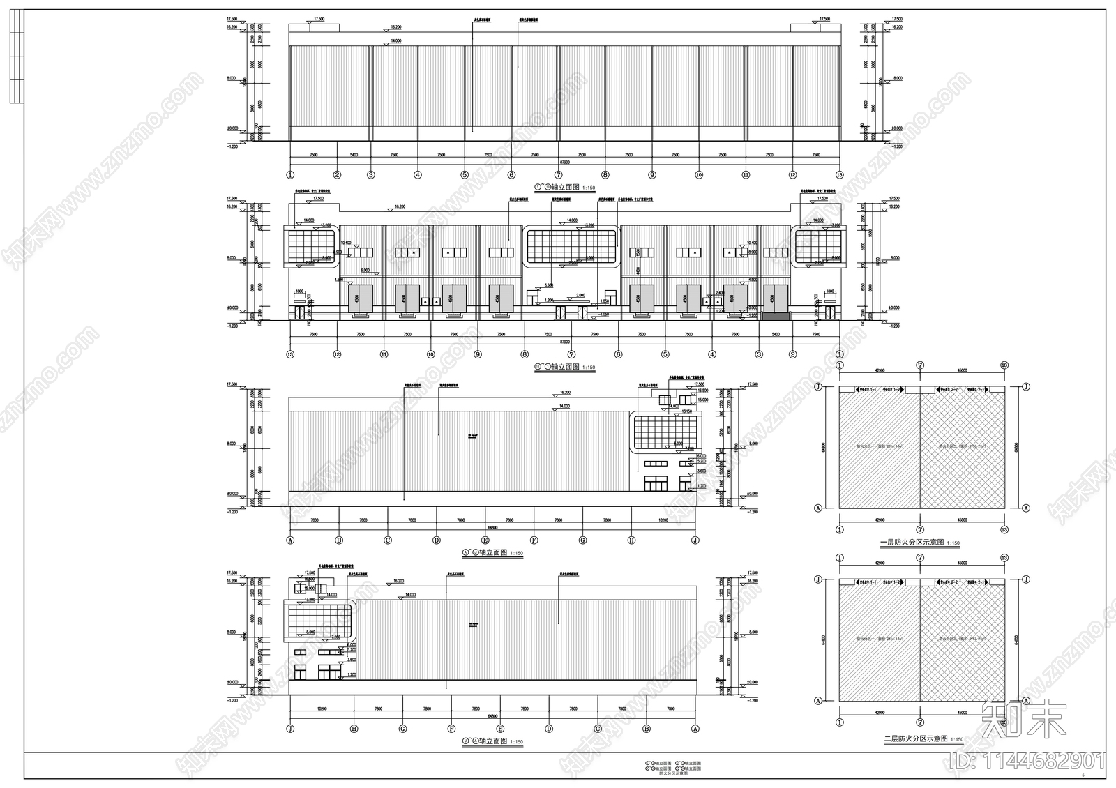 现代物流园一期冷库建筑cad施工图下载【ID:1144682901】
