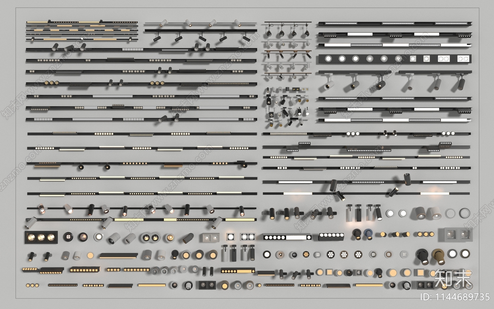 现代筒灯射灯3D模型下载【ID:1144689735】