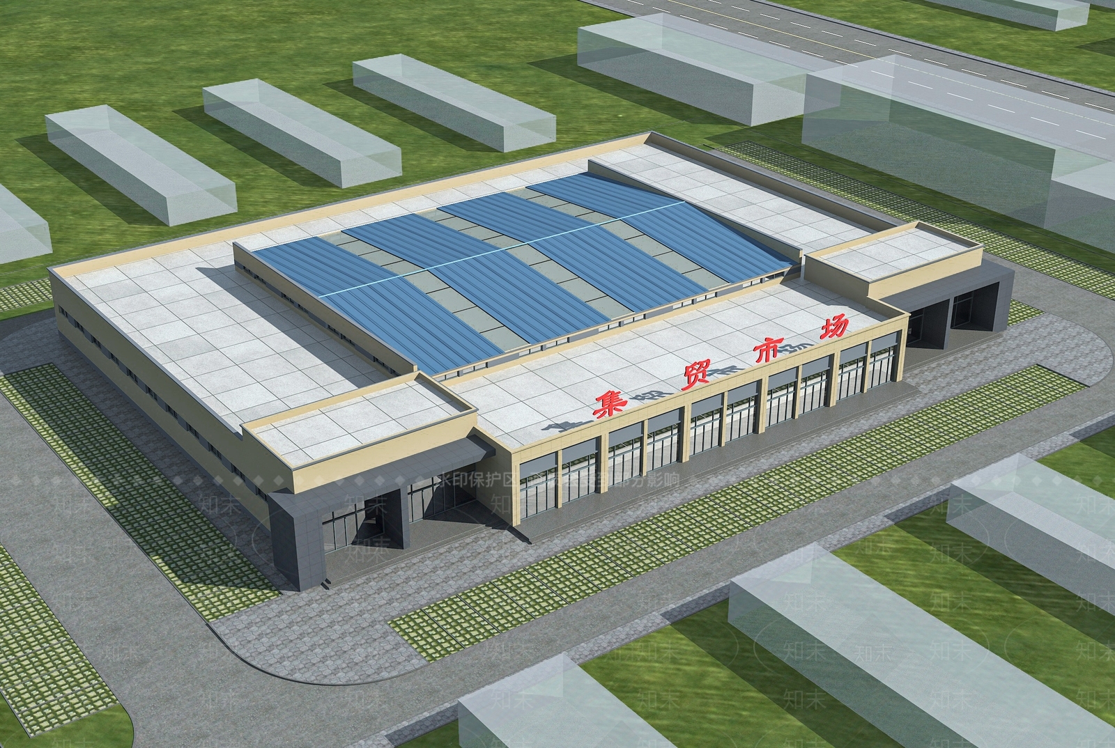 现代集贸市场3D模型下载【ID:1144691017】