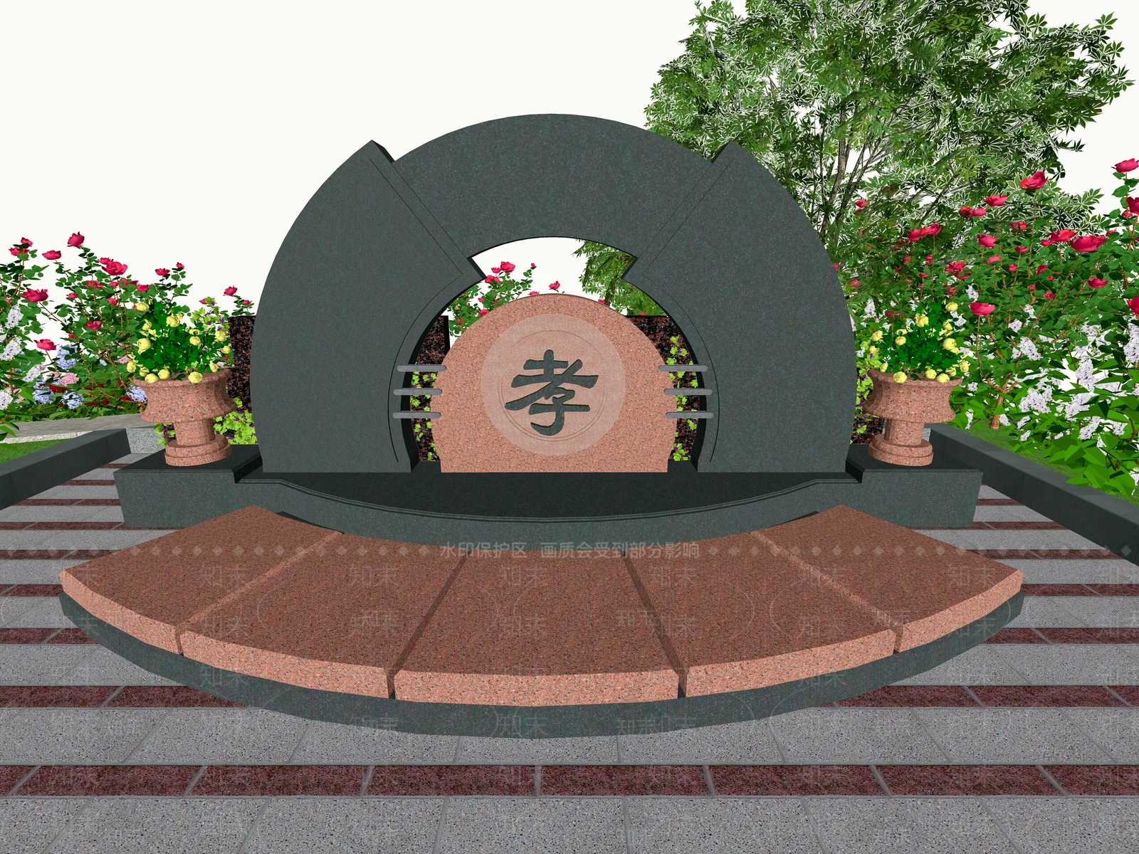 新中式墓碑SU模型下载【ID:1144690488】