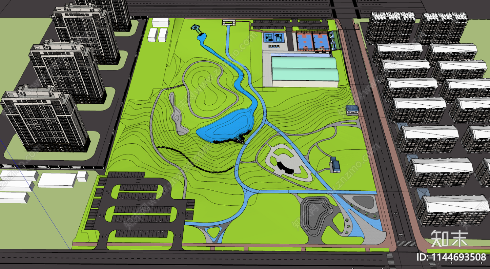 现代景观公园SU模型下载【ID:1144693508】