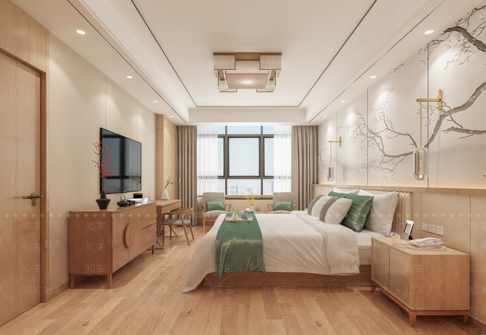新中式酒店客房SU模型下载【ID:1144693775】