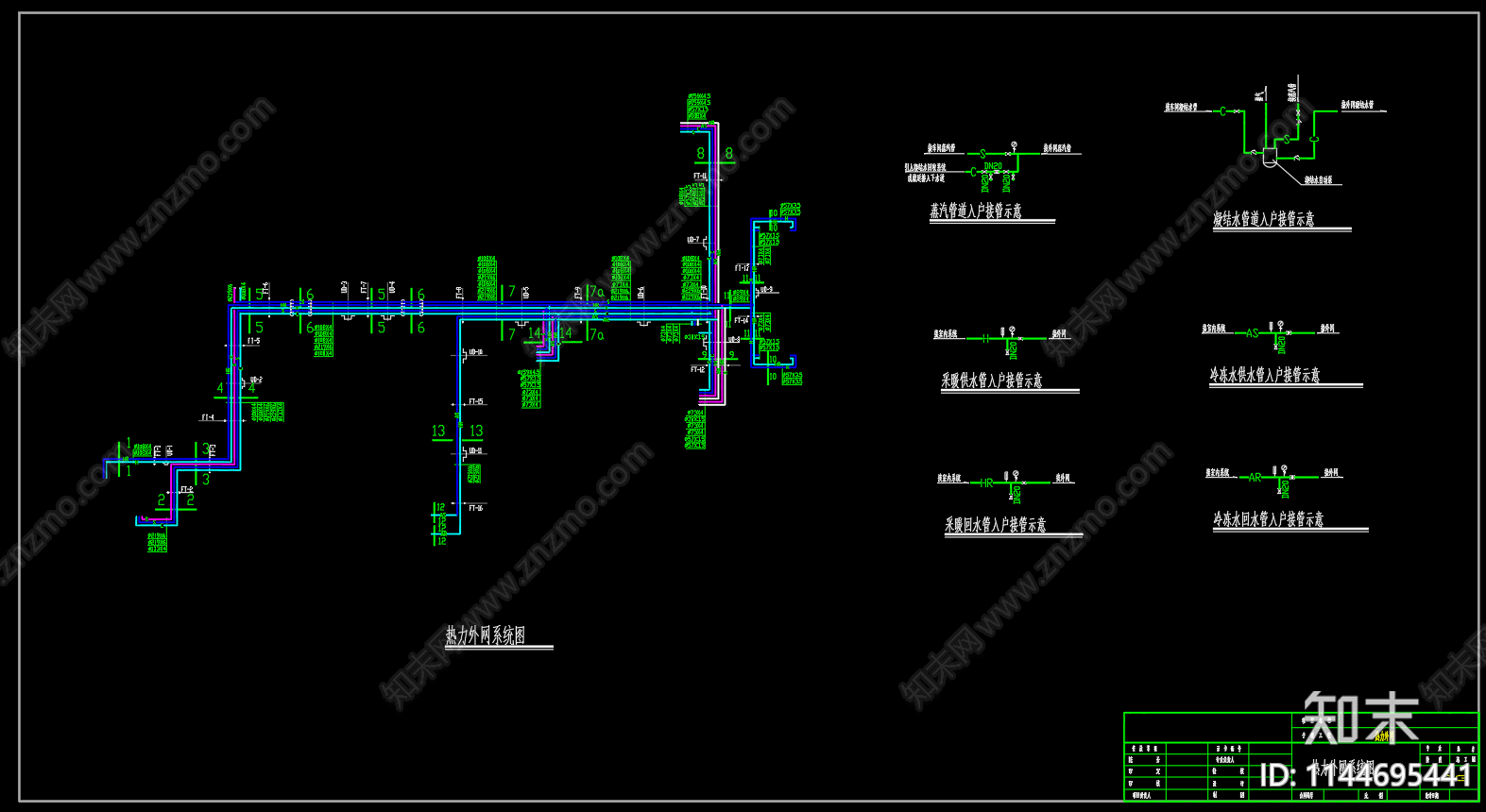热力管网外网系统cad施工图下载【ID:1144695441】