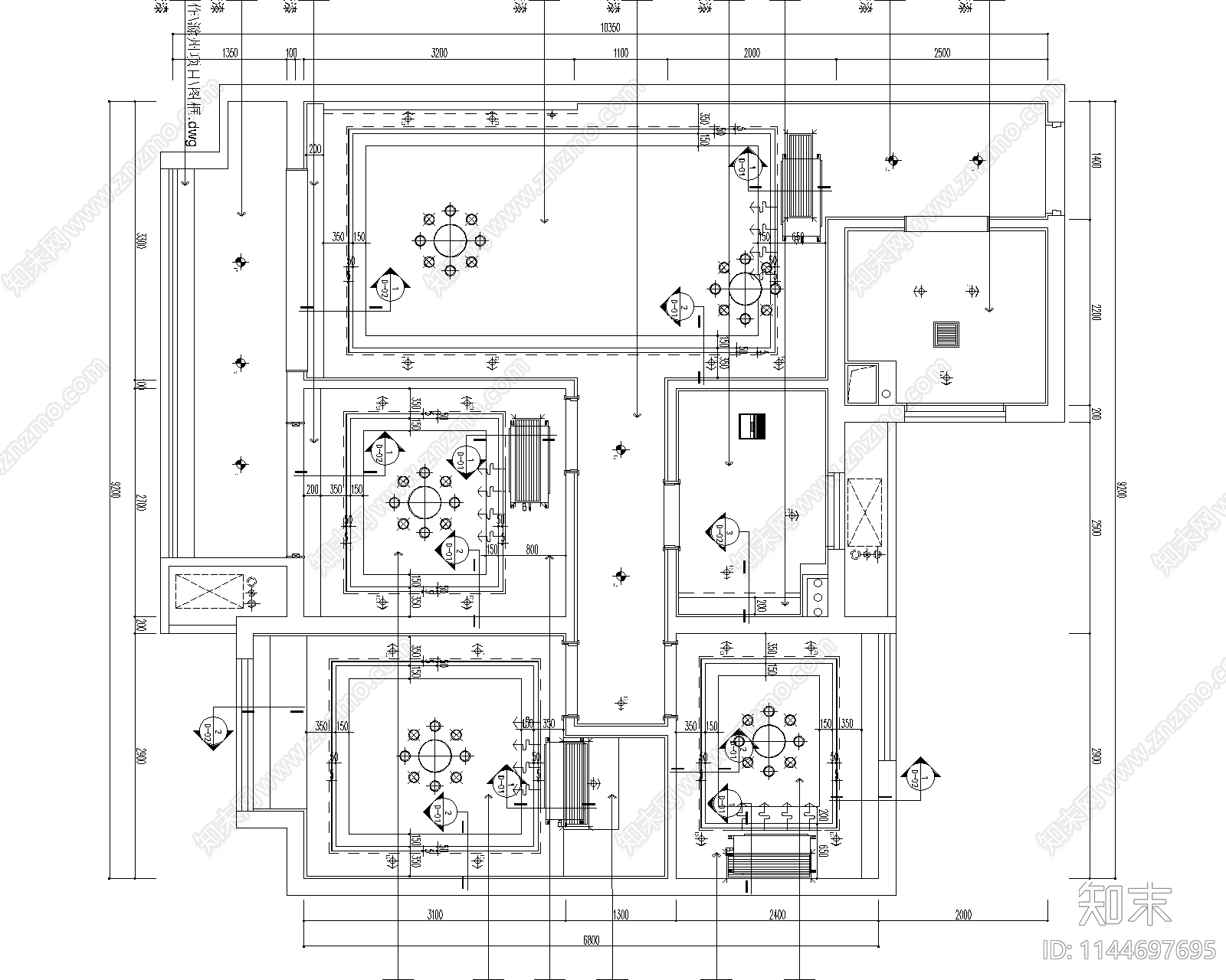 88平平层样板间室内cad施工图下载【ID:1144697695】