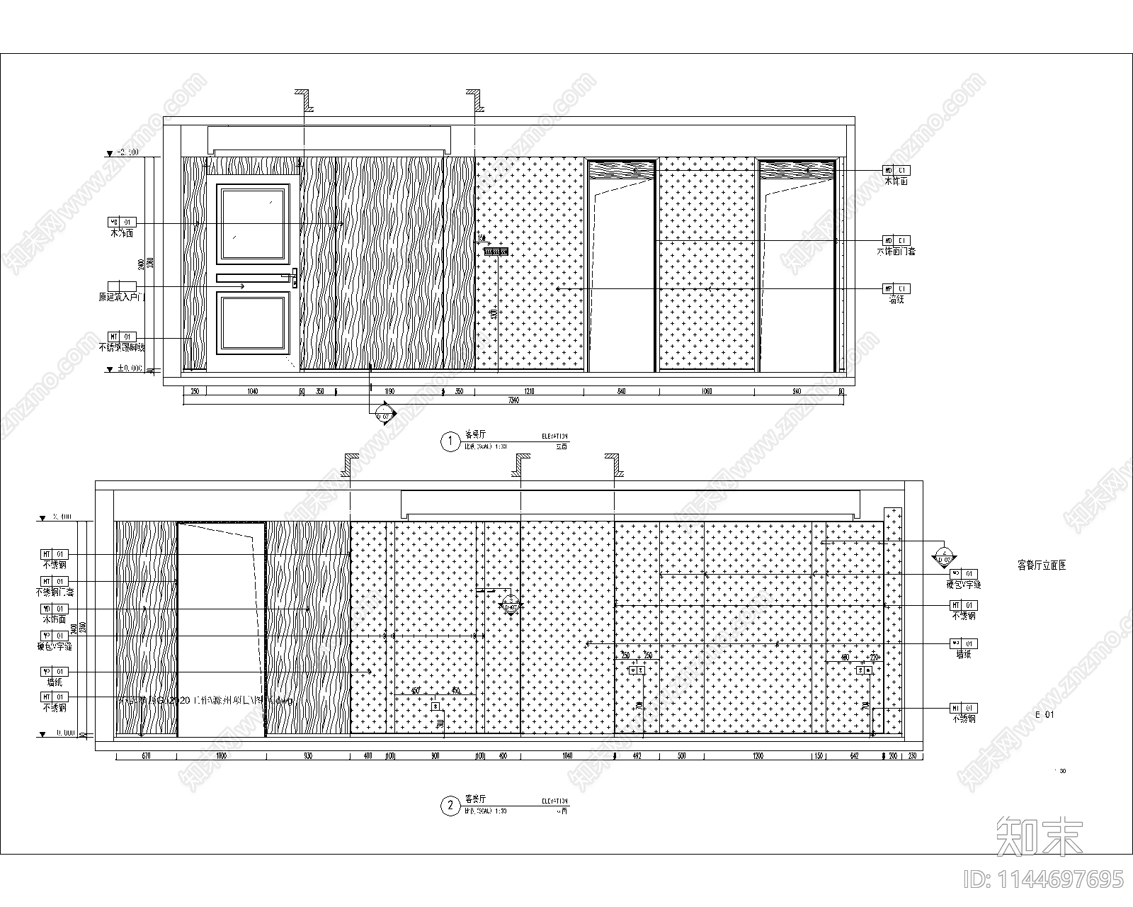 88平平层样板间室内cad施工图下载【ID:1144697695】