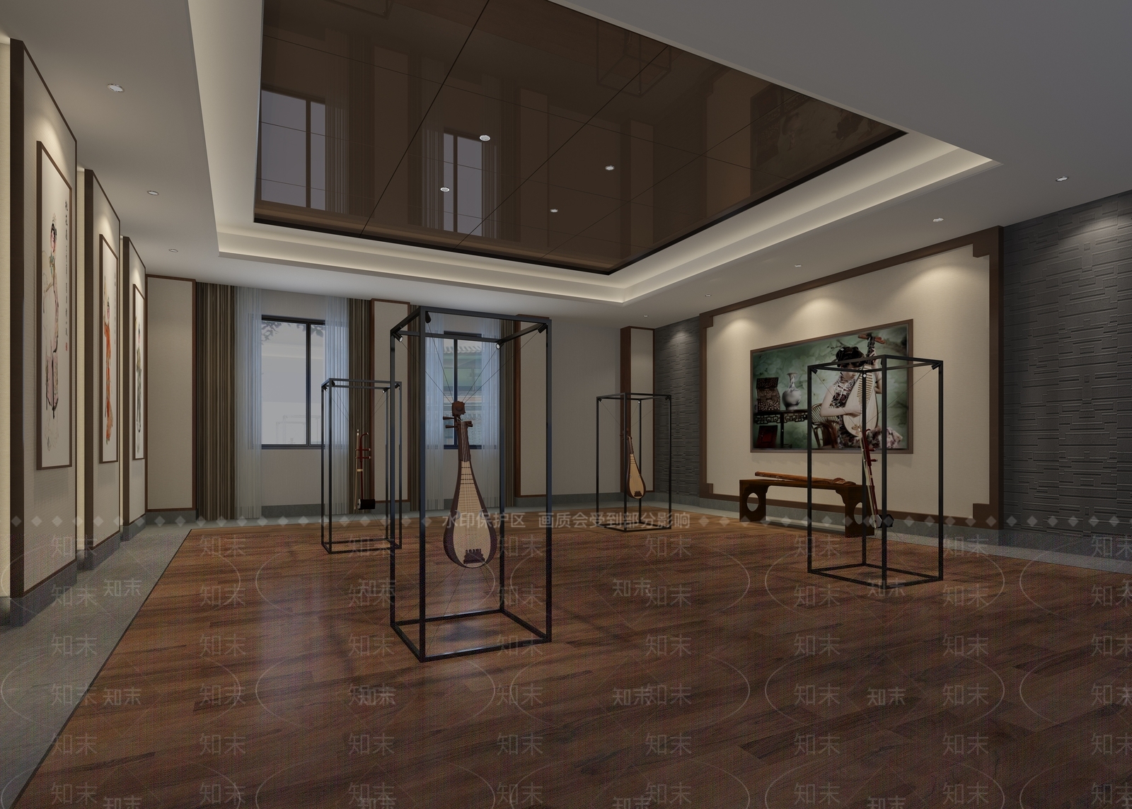 中式乐器展厅3D模型下载【ID:1144787100】