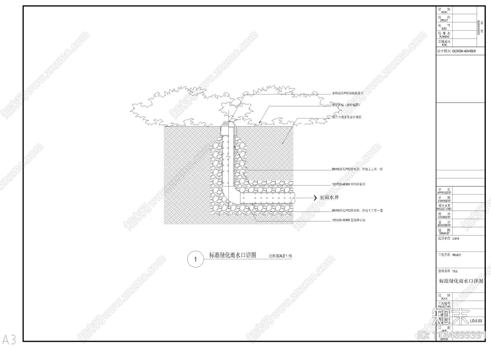 排水口灌溉取水点装饰井盖雨水口cad施工图下载【ID:1144699391】