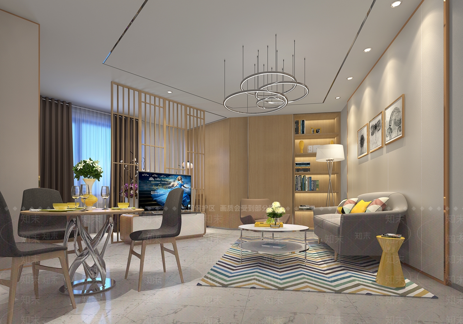 现代单身公寓客厅3D模型下载【ID:1144786241】