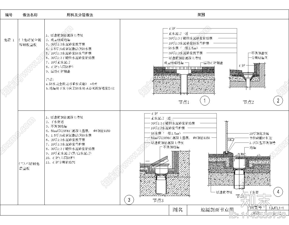 地面节点cad施工图下载【ID:1145639750】