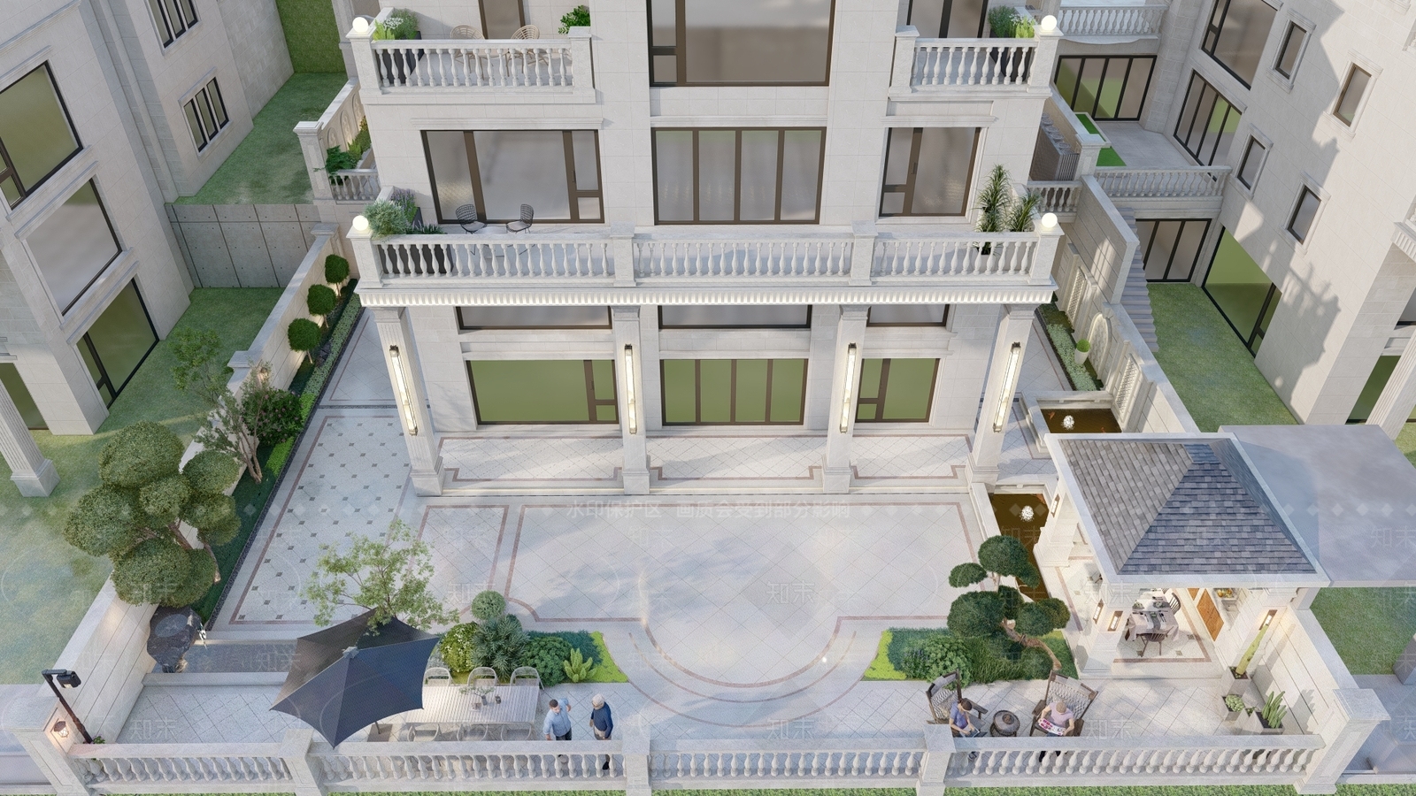 欧式庭院花园SU模型下载【ID:1144703878】