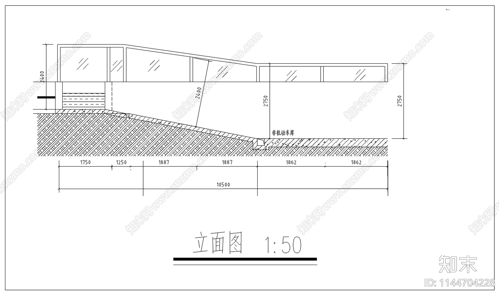 车库地下室入口玻璃雨篷钢结构cad施工图下载【ID:1144704228】