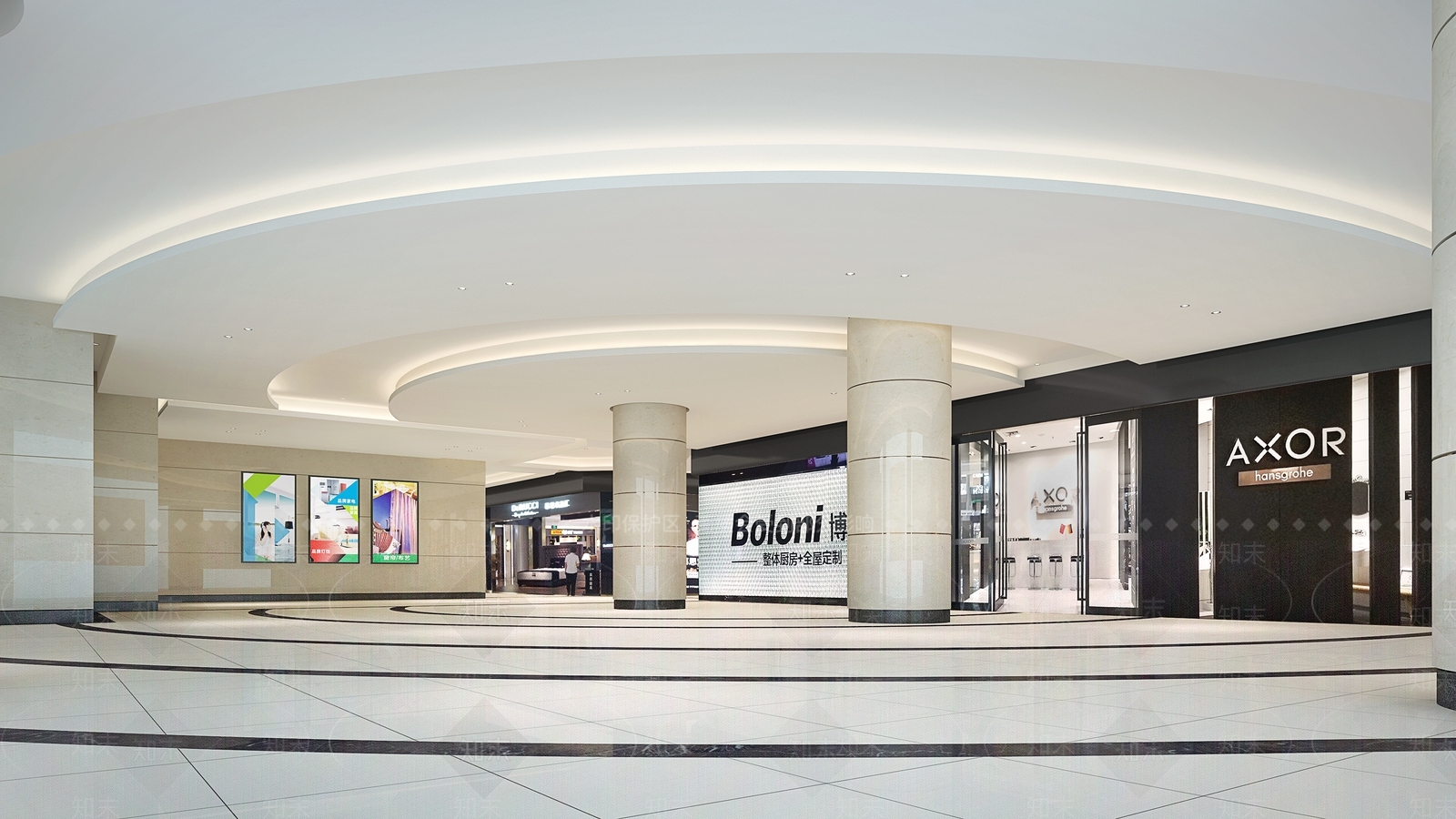 现代商场入口门厅3D模型下载【ID:1144704566】