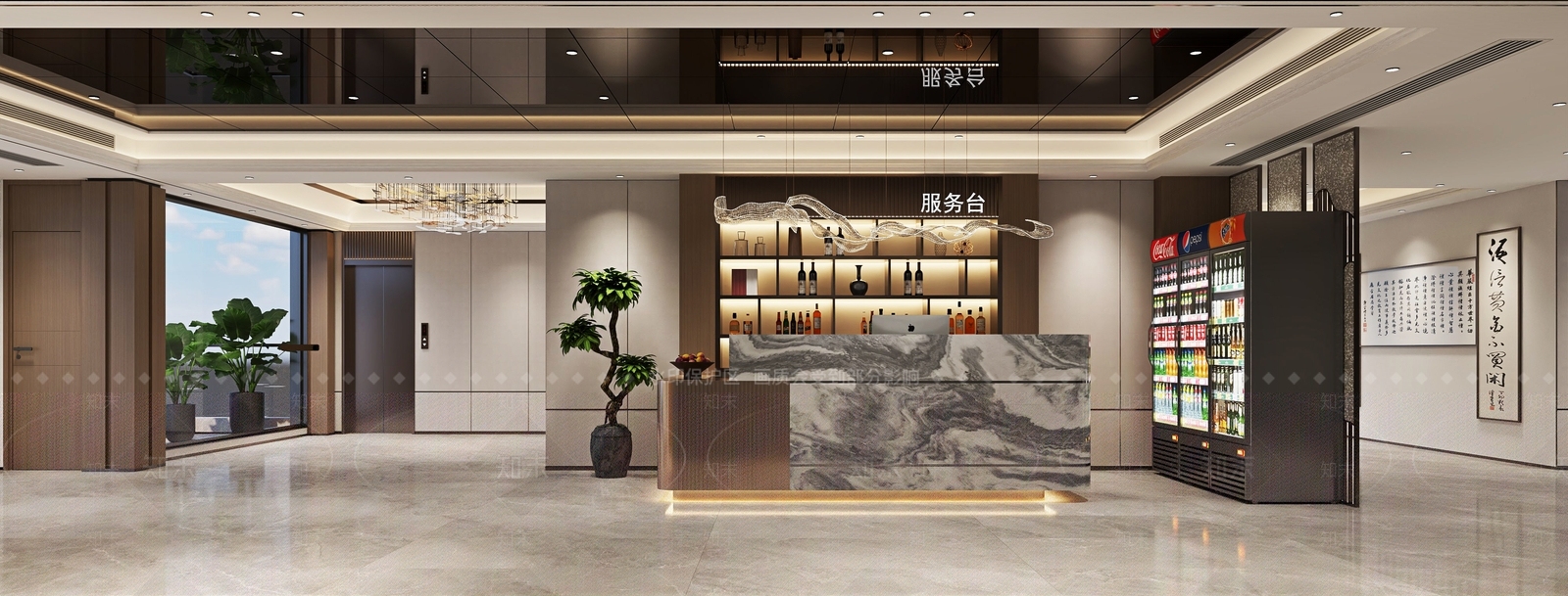 新中式餐厅前台3D模型下载【ID:1144707231】