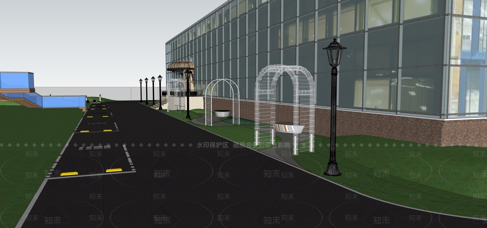 现代办公景观SU模型下载【ID:1144716560】