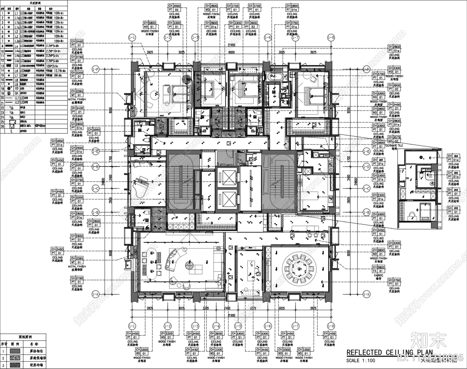 丹健国际深圳赤湾科苑600m²大平层样板间室内cad施工图下载【ID:1144718006】