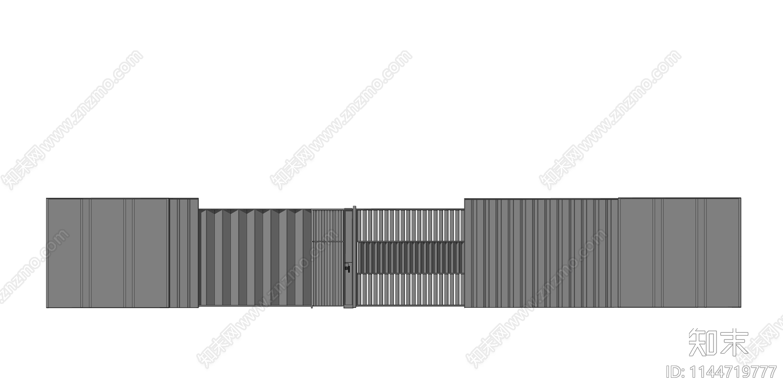 现代小区铁艺门SU模型下载【ID:1144719777】