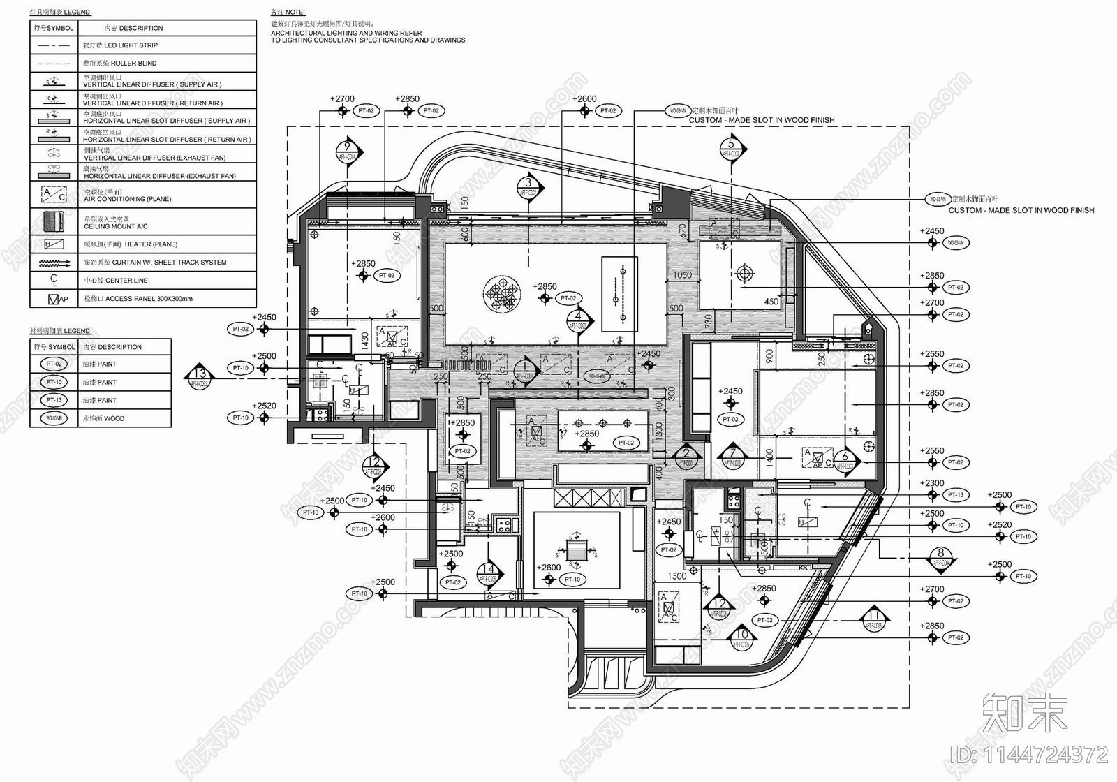 230㎡四居室家装大平层室内cad施工图下载【ID:1144724372】