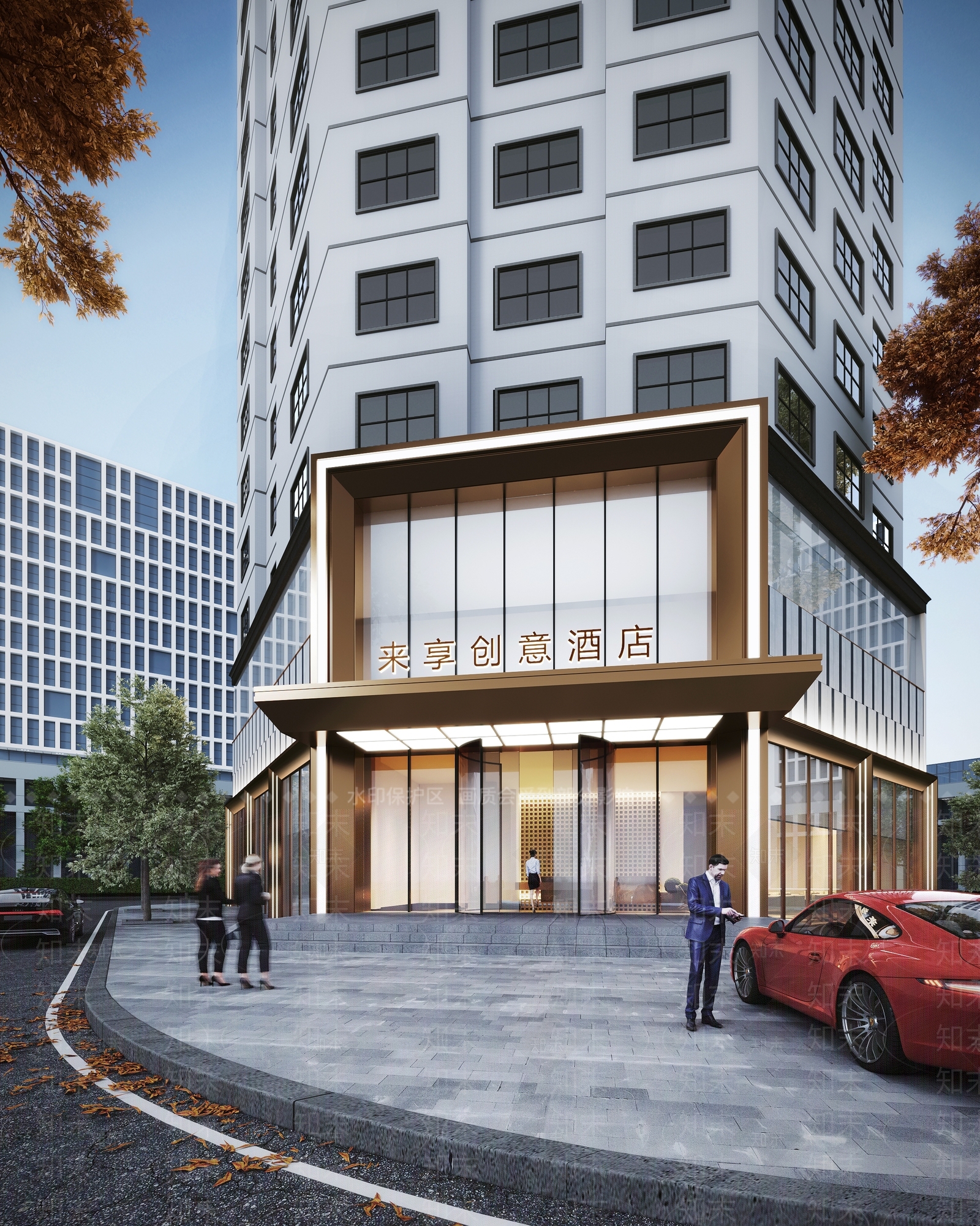 现代酒店外观3D模型下载【ID:1144726954】