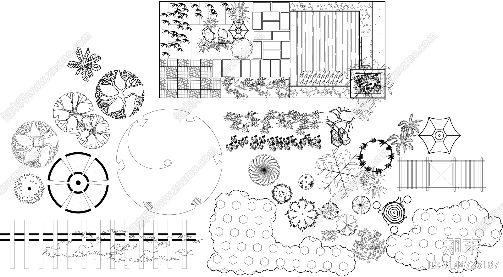 常用绿植景观小品cad施工图下载【ID:1144726187】