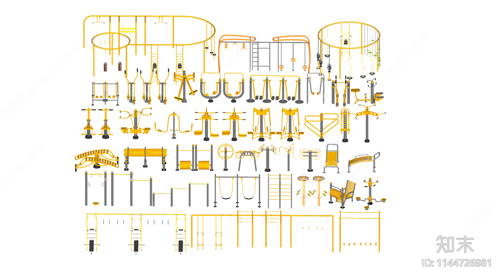 运动场地器械组合SU模型下载【ID:1144726981】