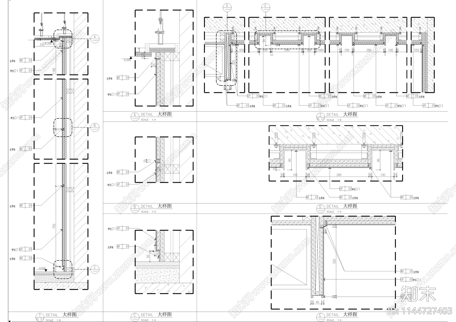 别墅墙身造型节点大样施工图下载【ID:1144727403】