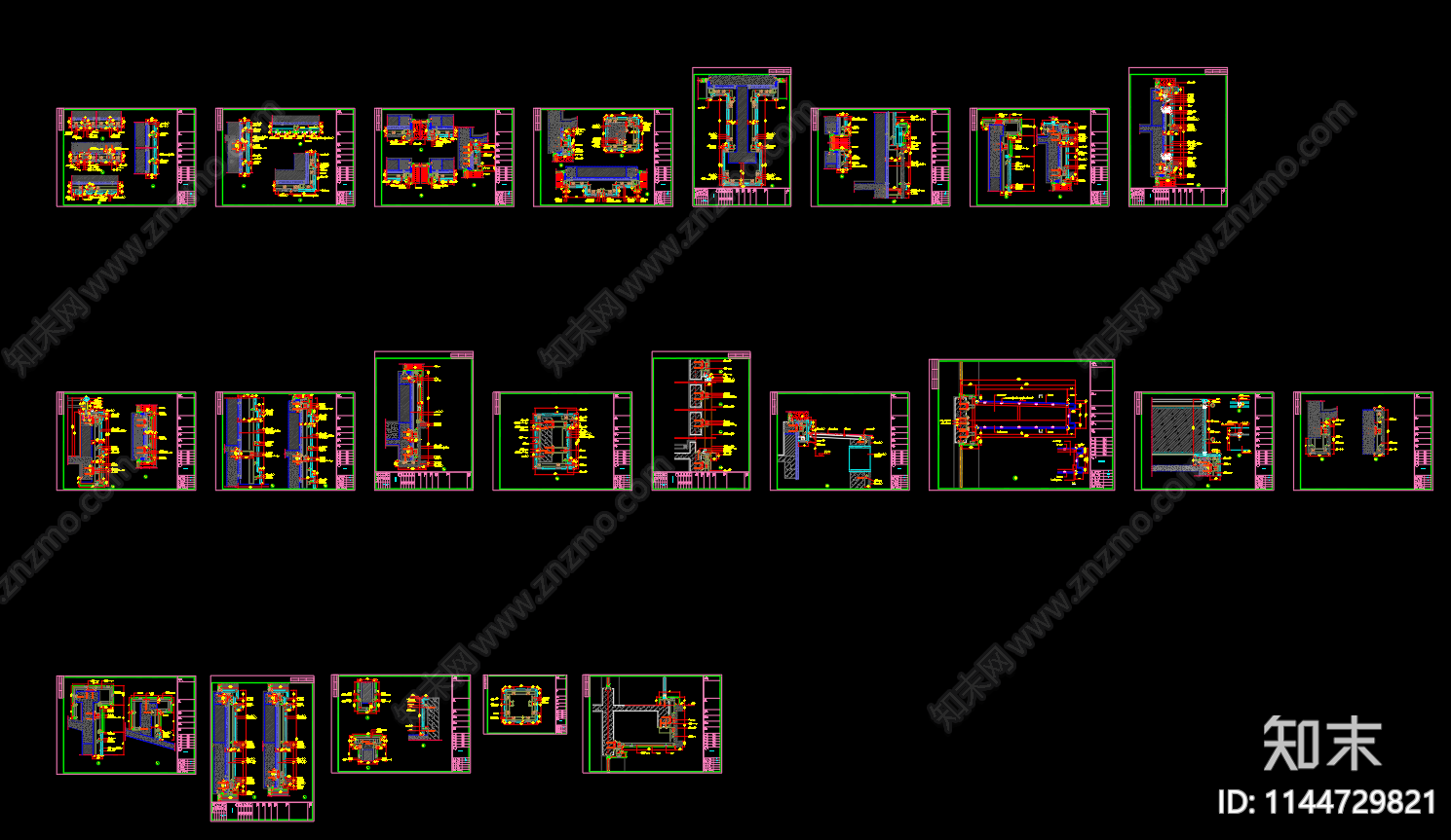 石材幕墙节点cad施工图下载【ID:1144729821】