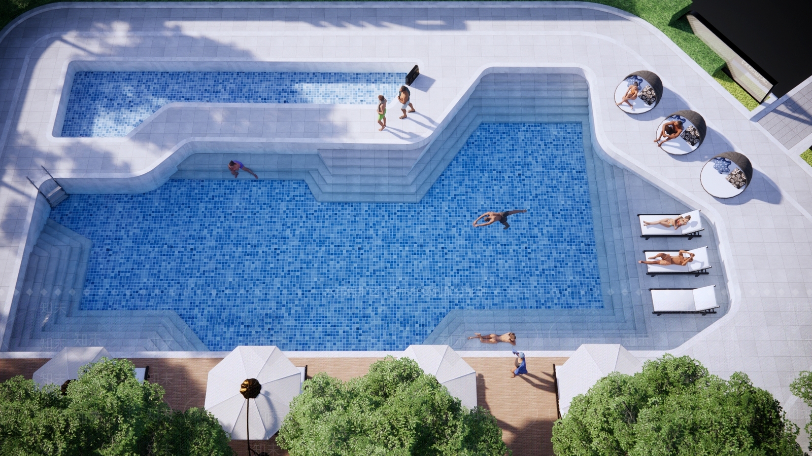 现代风格游泳池SU模型下载【ID:1144730794】