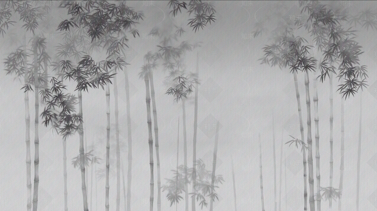 新中式风格壁画竹林水墨画贴图下载【ID:1144730885】