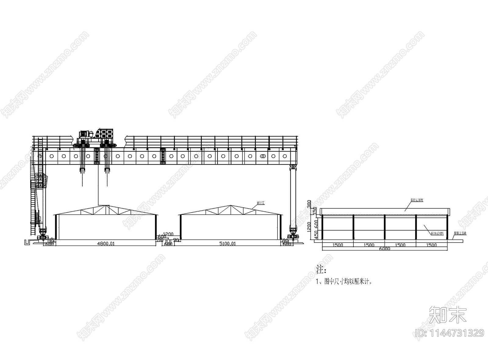 移动式钢筋加工棚结构cad施工图下载【ID:1144731329】