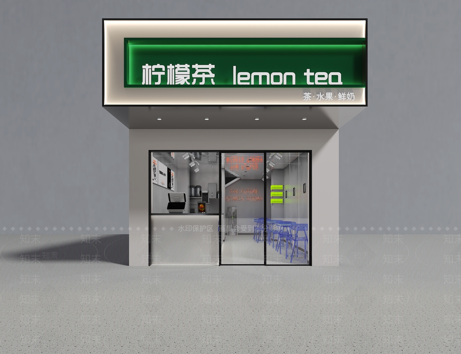 柠檬茶店门头3D模型下载【ID:1144733180】