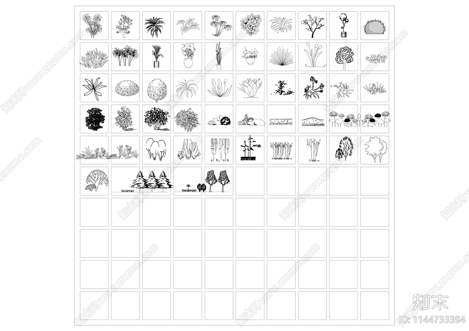 树木植物立面施工图下载【ID:1144733394】
