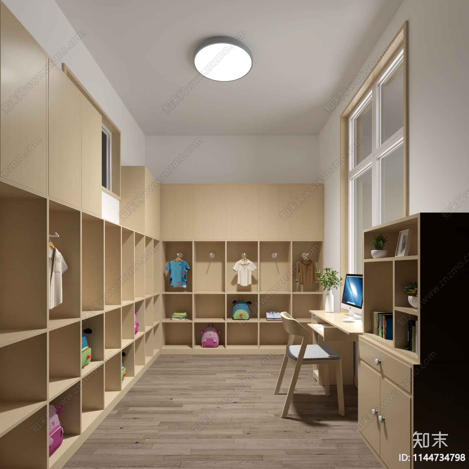 幼儿园衣帽间3D模型下载【ID:1144734798】