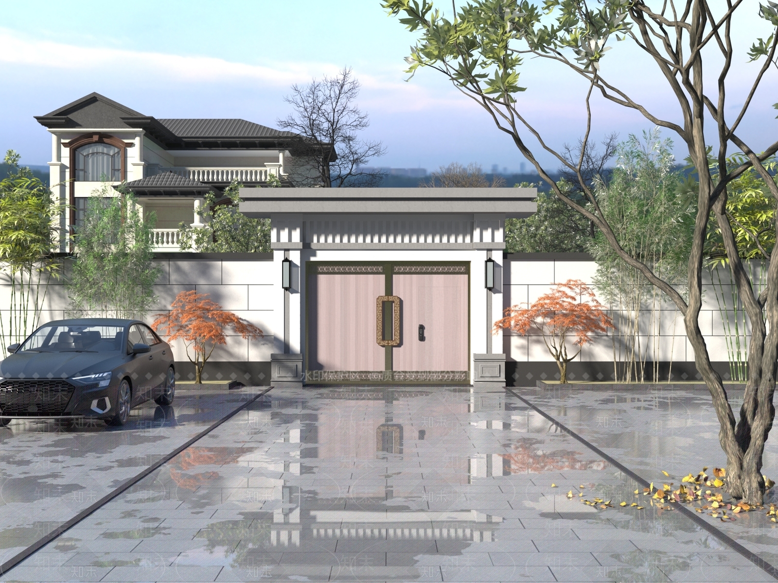 欧式独栋别墅大门SU模型下载【ID:1144738201】