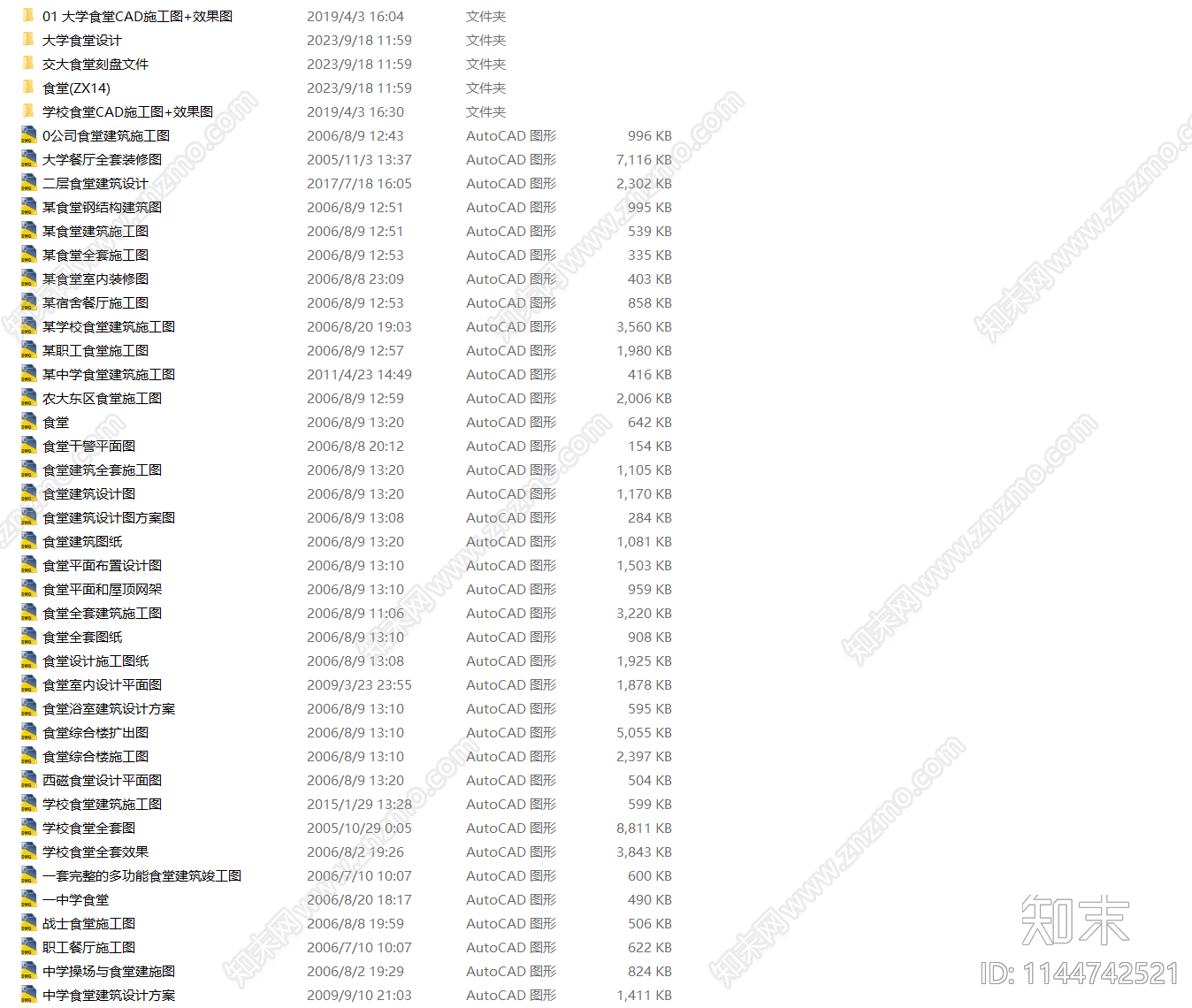 42套学生职工餐厅食堂建筑施工图下载【ID:1144742521】