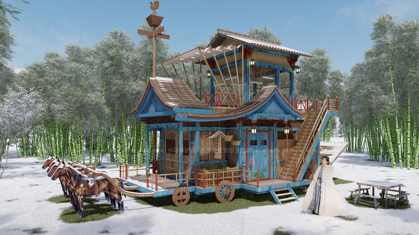 中式古代马车SU模型下载【ID:1144743373】