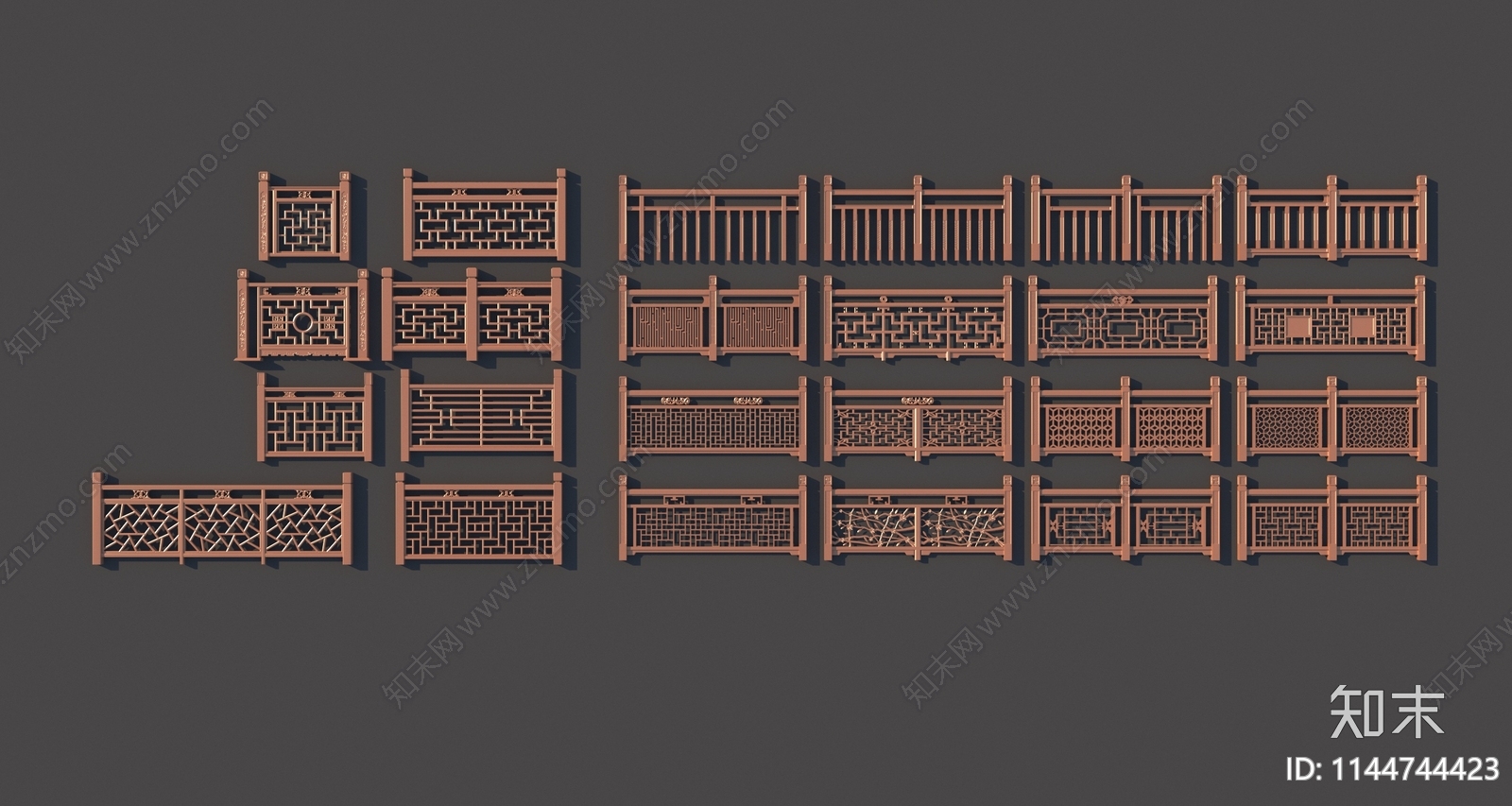 中式栏杆3D模型下载【ID:1144744423】