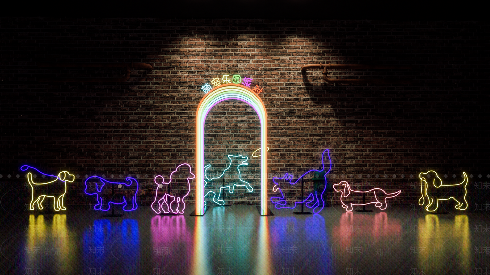 现代网红小狗霓虹灯SU模型下载【ID:1144745728】