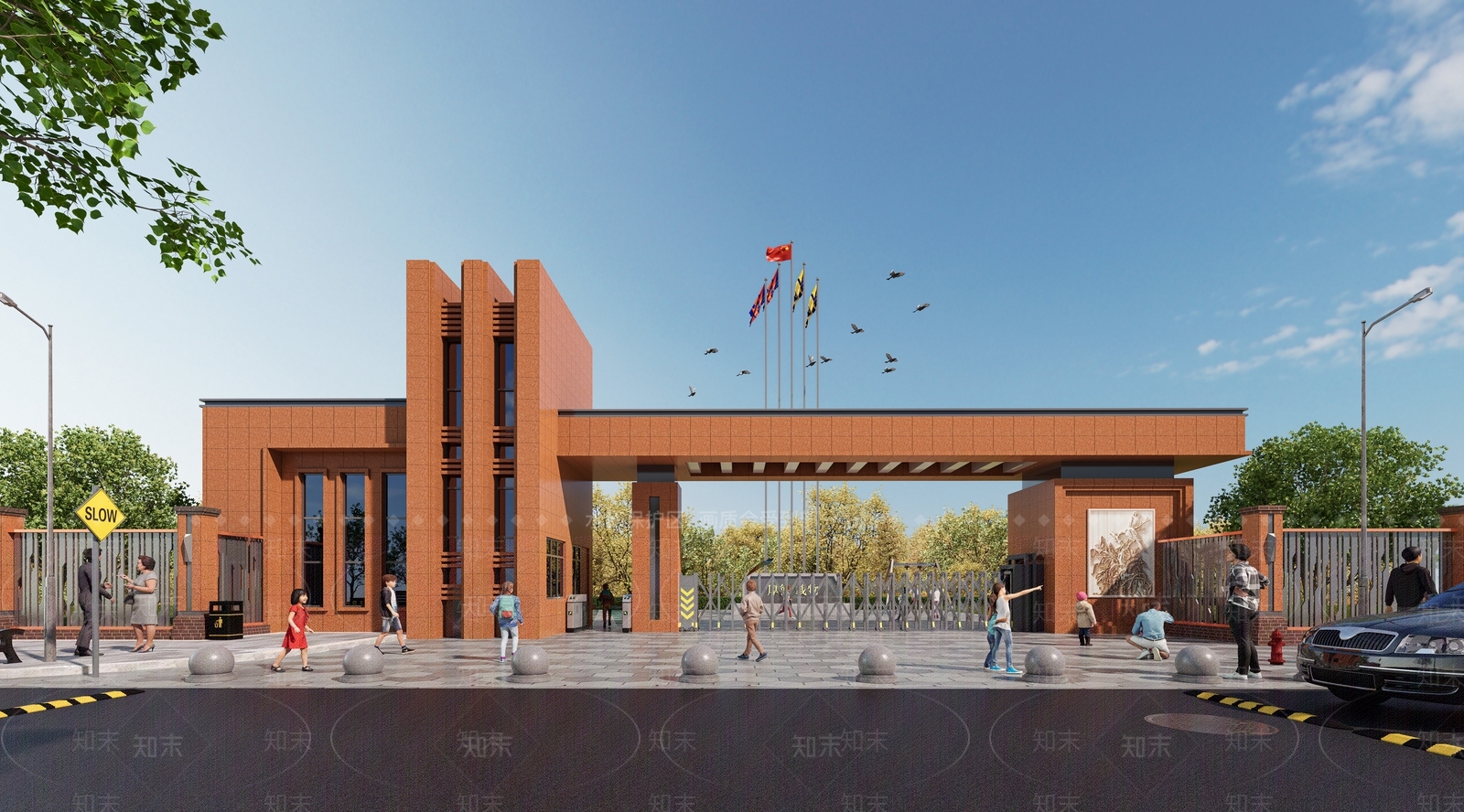 现代风格学校大门SU模型下载【ID:1144746450】