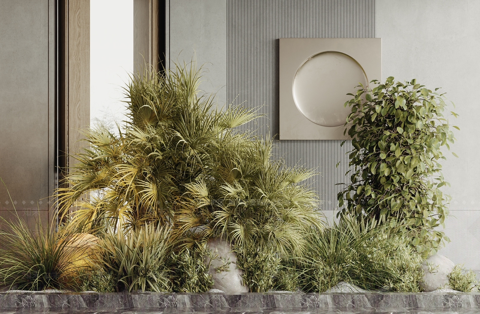 现代室内植物组合3D模型下载【ID:1144747672】