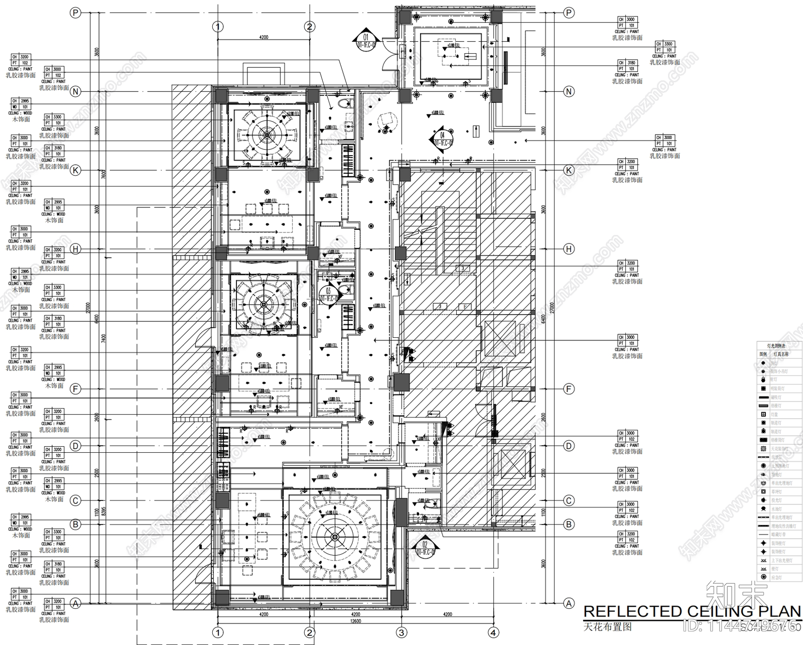 300㎡中餐厅室内装修cad施工图下载【ID:1144749676】