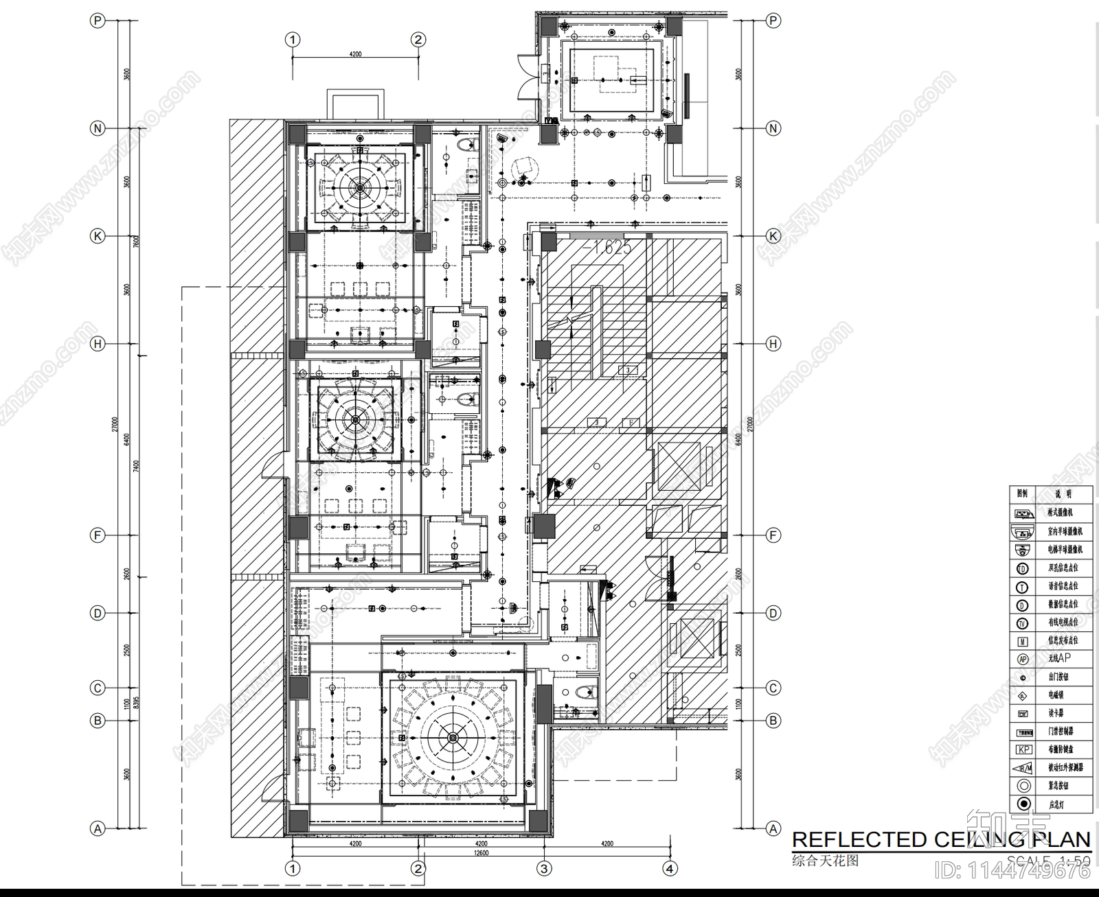 300㎡中餐厅室内装修cad施工图下载【ID:1144749676】