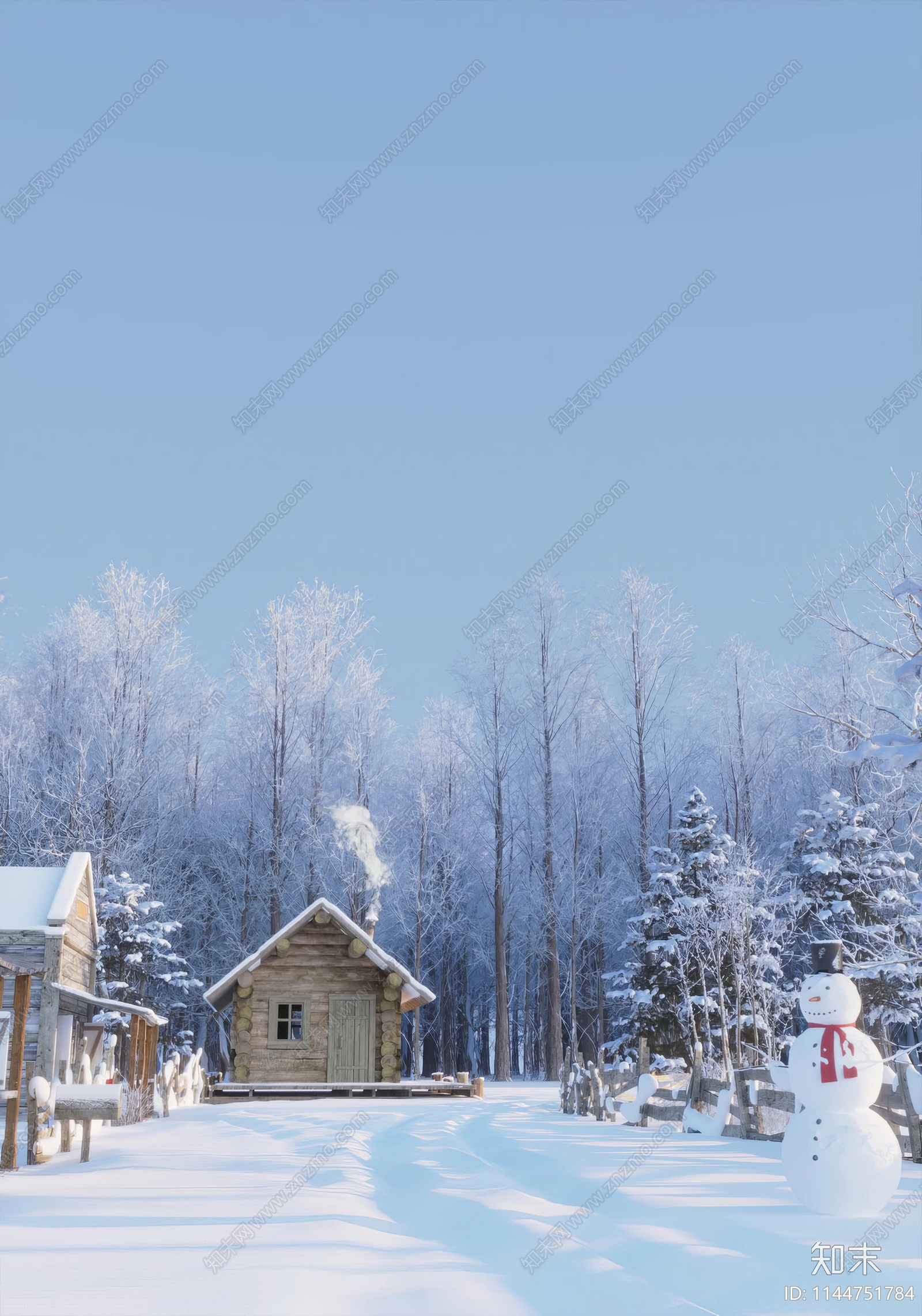 现代雪景木屋SU模型下载【ID:1144751784】