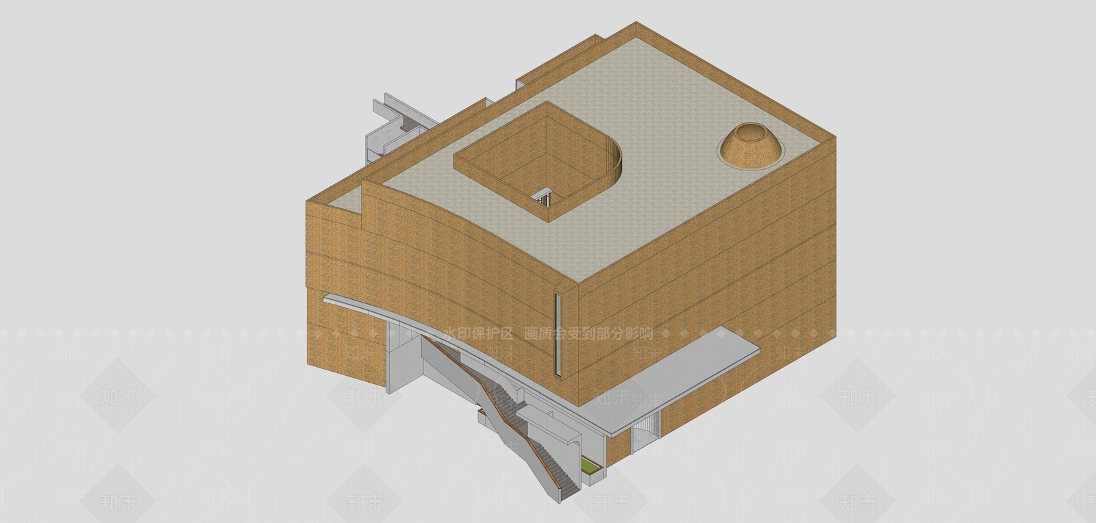 现代图书馆建筑SU模型下载【ID:1144751860】
