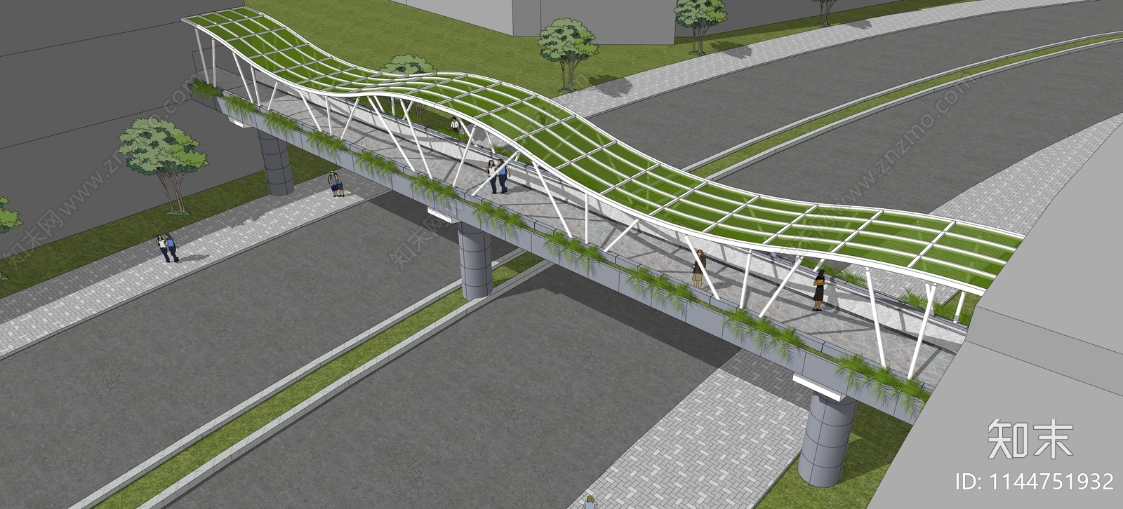 现代人行天桥SU模型下载【ID:1144751932】