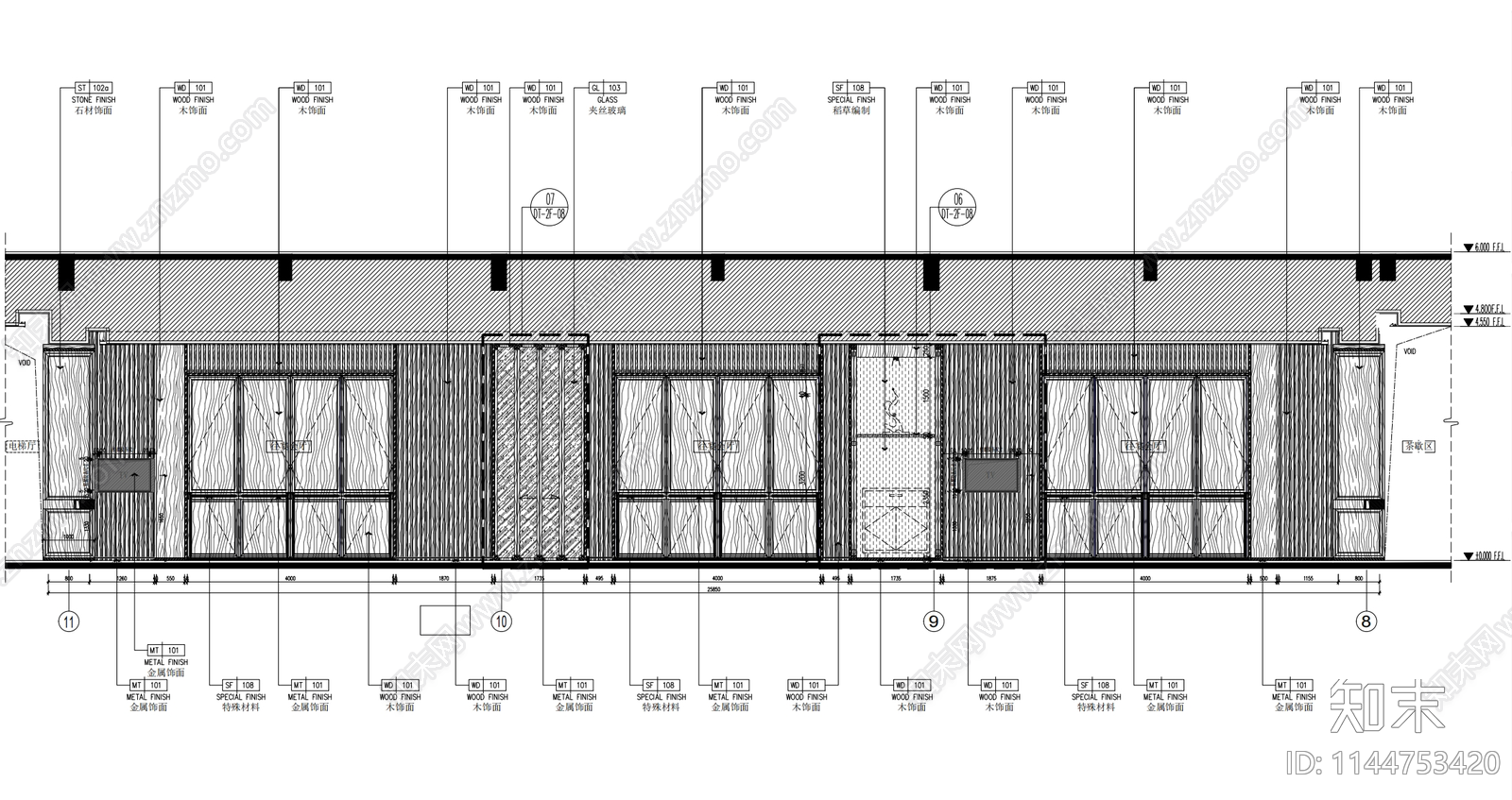1000㎡五星级酒店宴会厅室内cad施工图下载【ID:1144753420】