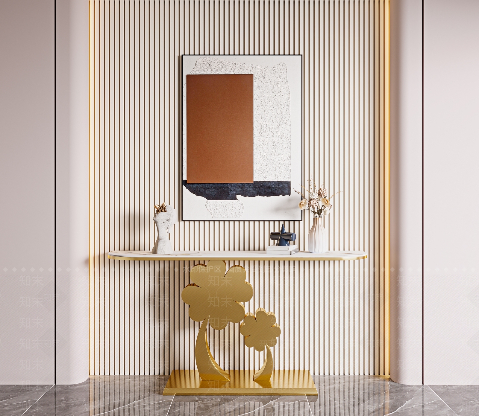 现代端景条案3d模型3D模型下载【ID:1144755538】