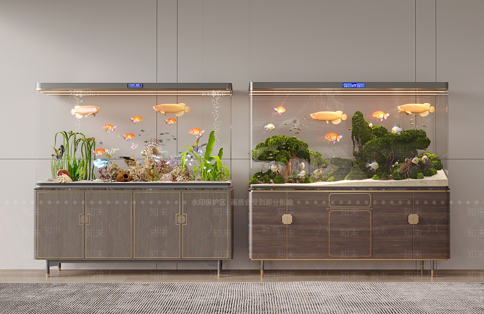 新中式鱼缸水族3D模型下载【ID:1144755927】