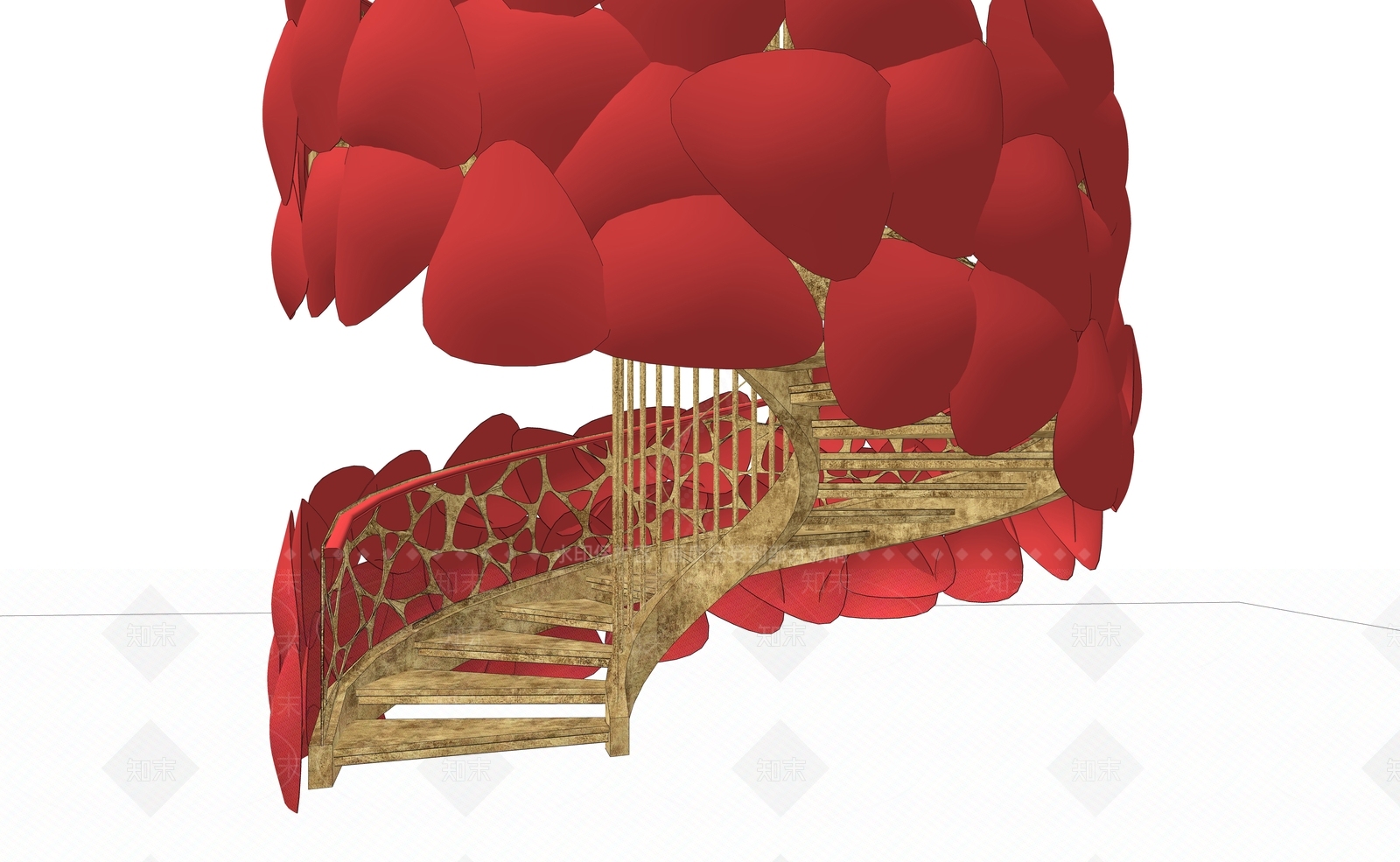 现代异形旋转楼梯SU模型下载【ID:1144756384】
